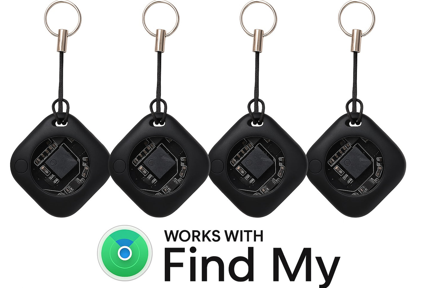 2Pack Oscanna Find My Compatible Square Tracker – Compact Bluetooth Item Finder | 29mm x 29mm, 9mm Thin, 12g | Keychain Luggage Wallet Pet Tracker | Works with Apple Find My Network