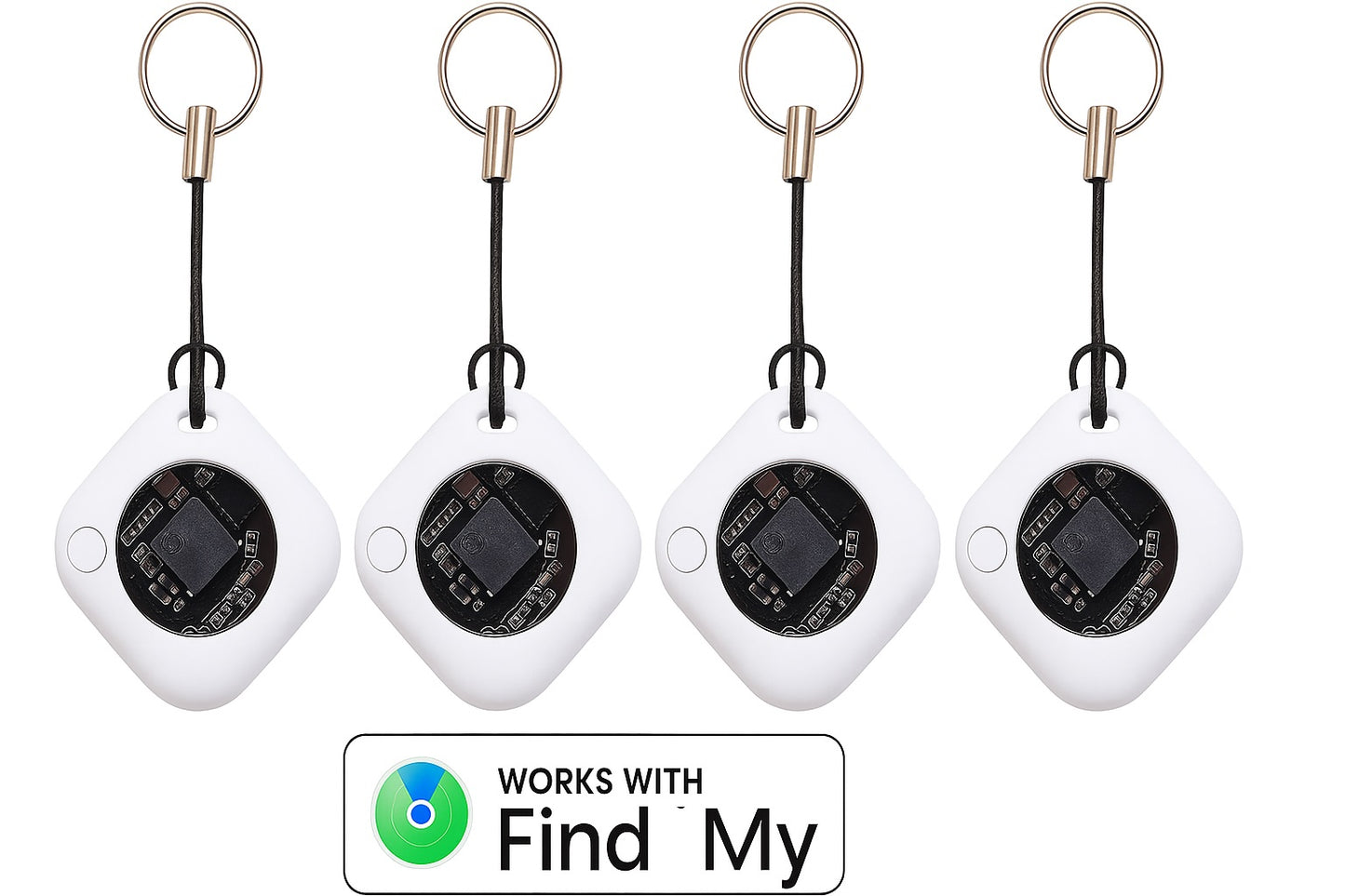 2Pack Oscanna Find My Compatible Square Tracker – Compact Bluetooth Item Finder | 29mm x 29mm, 9mm Thin, 12g | Keychain Luggage Wallet Pet Tracker | Works with Apple Find My Network