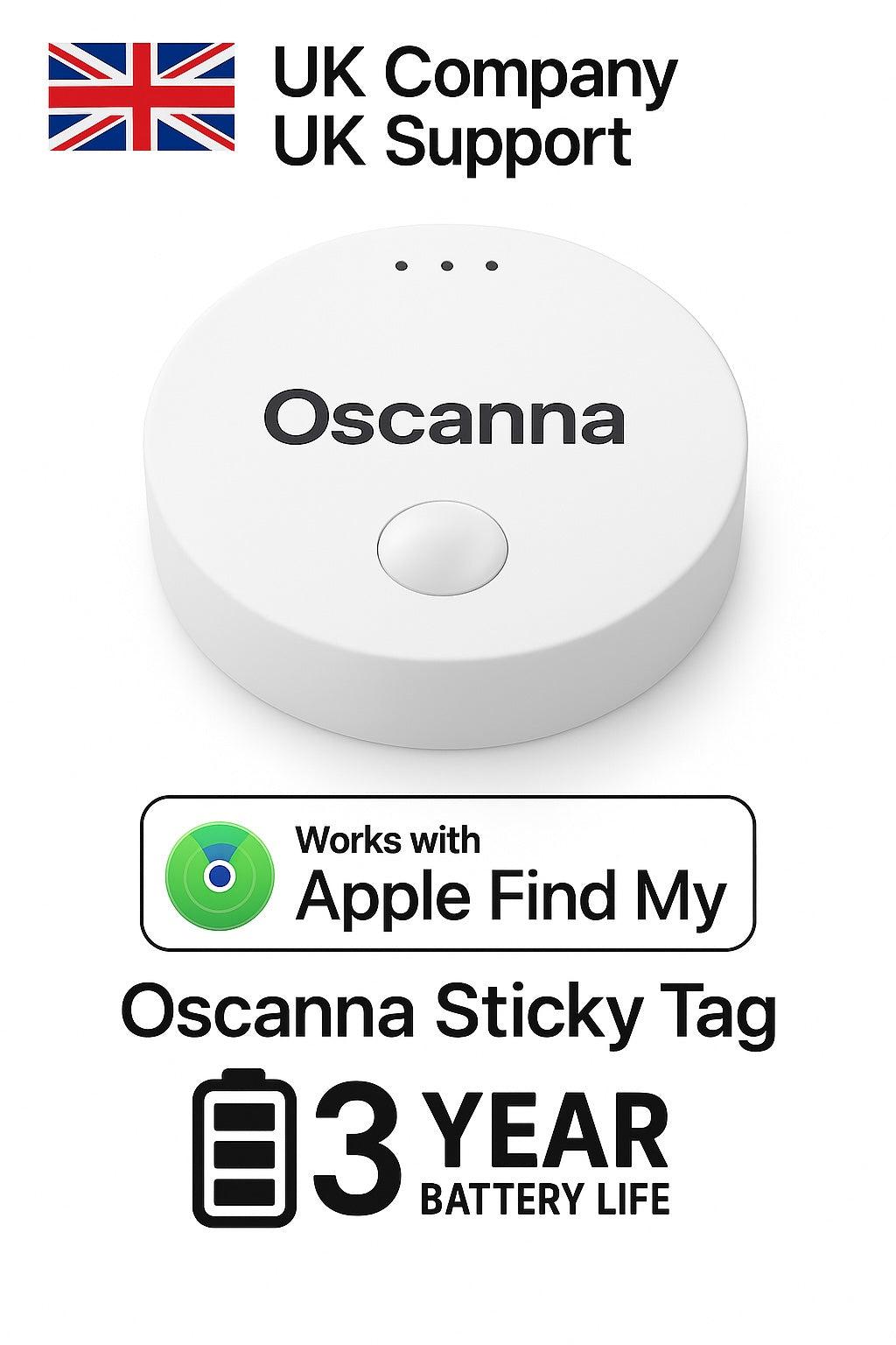 OSCANNA Apple MFI Certified Air tags White (Tag 06)