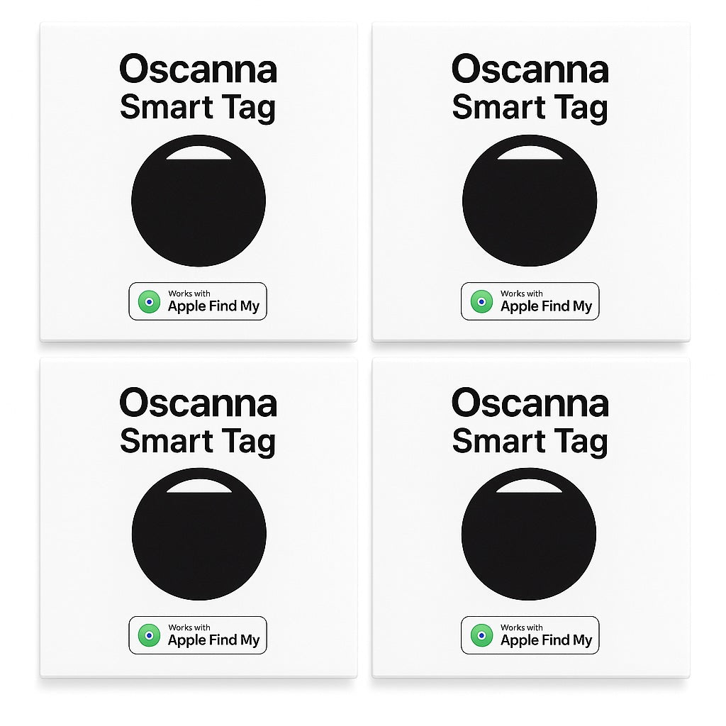 4Pack Oscanna MFI Certified Tracker Tag Black works with Findmy