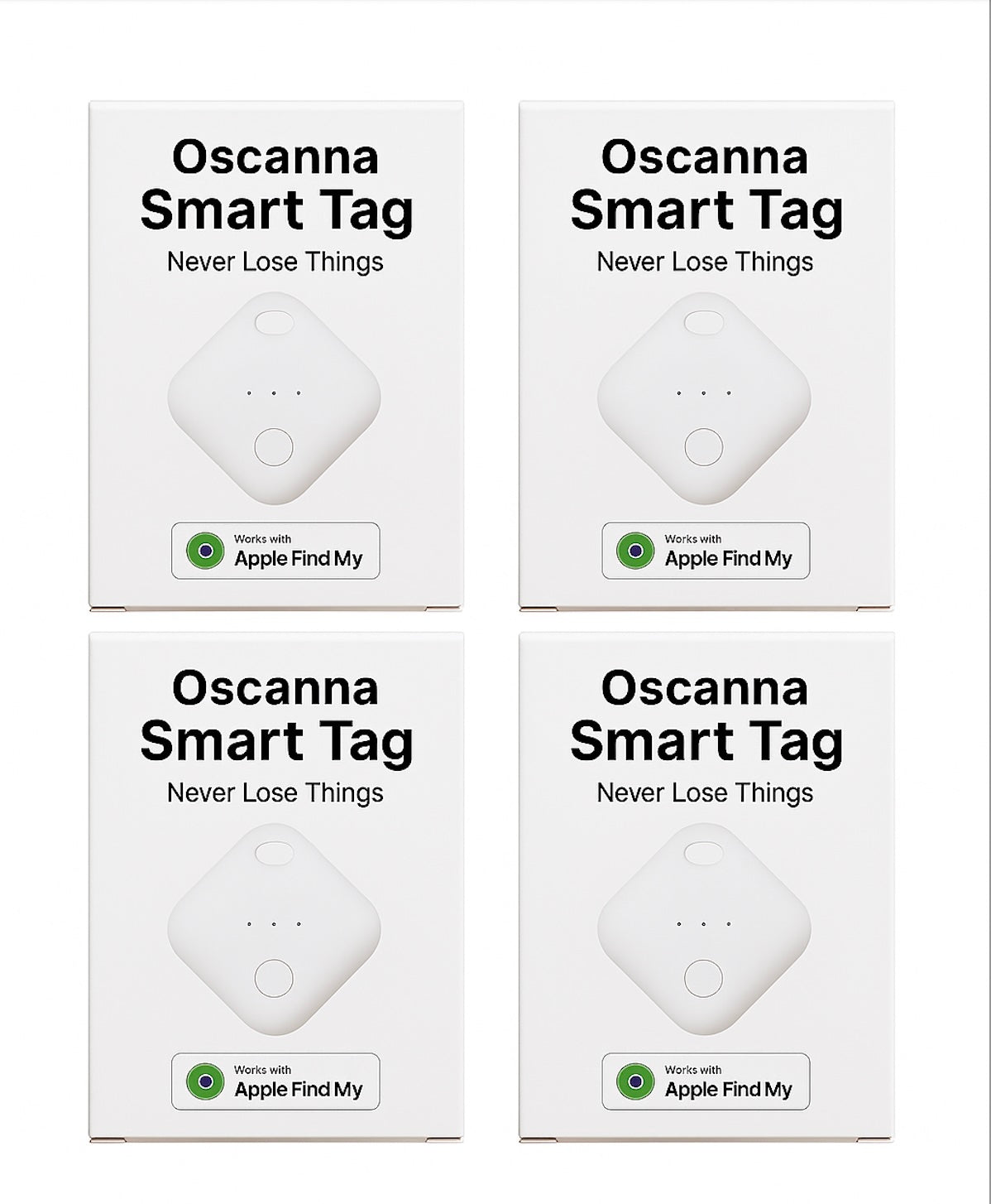 4Pack OSCANNA MFI Certified Tracker Tags 3Year Battery works with Apple Findmy