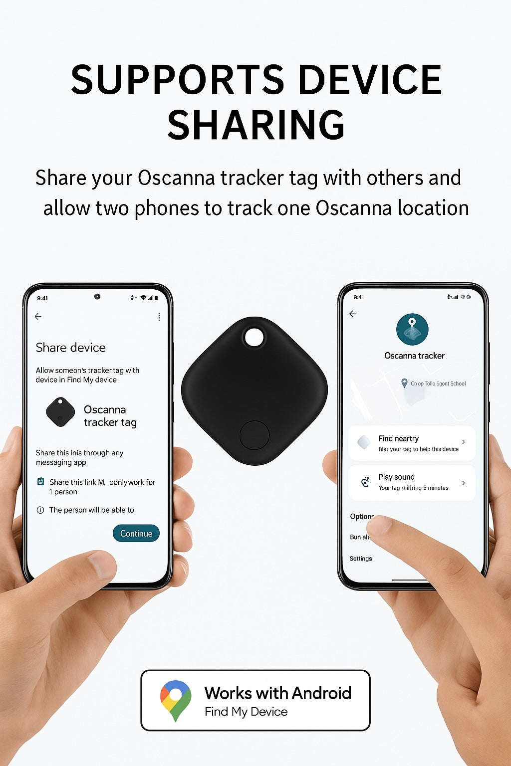 2-Pack Oscanna Tracker Tag compatible with Google Find My Device ( ANDROID ONLY)