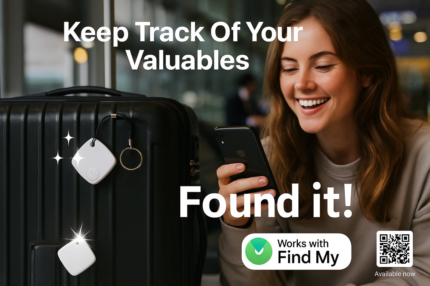 4 Pack Oscanna Bluetooth Tracker – Apple Find My Network, IP67 Waterproof, Real-Time Location, Pet & Item Finder