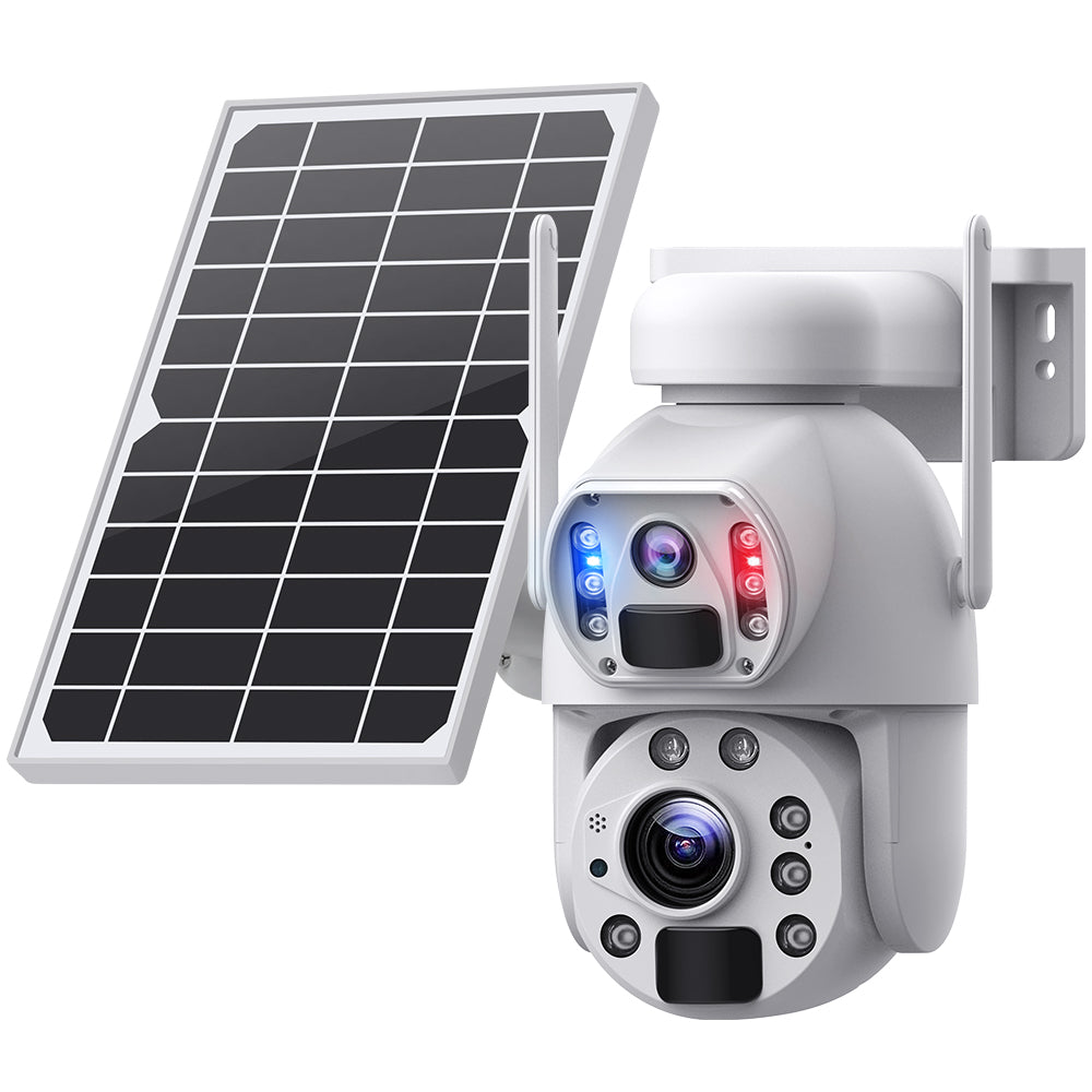 Rugged Ultra HD Solar Power 4G Surveillance Security Camera with 20X Optical Zoom & White Case