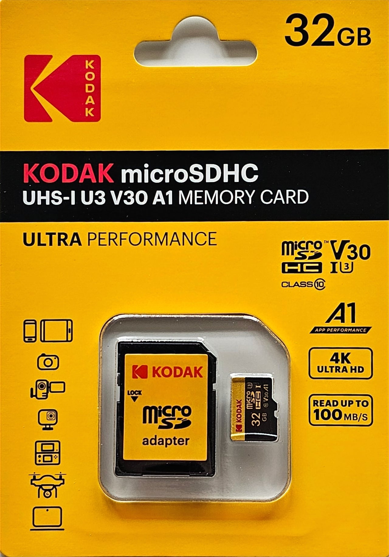 Kodak UHS-I U3 V30 A1  Ultra Performance 4K Full HD Micro SD Cards