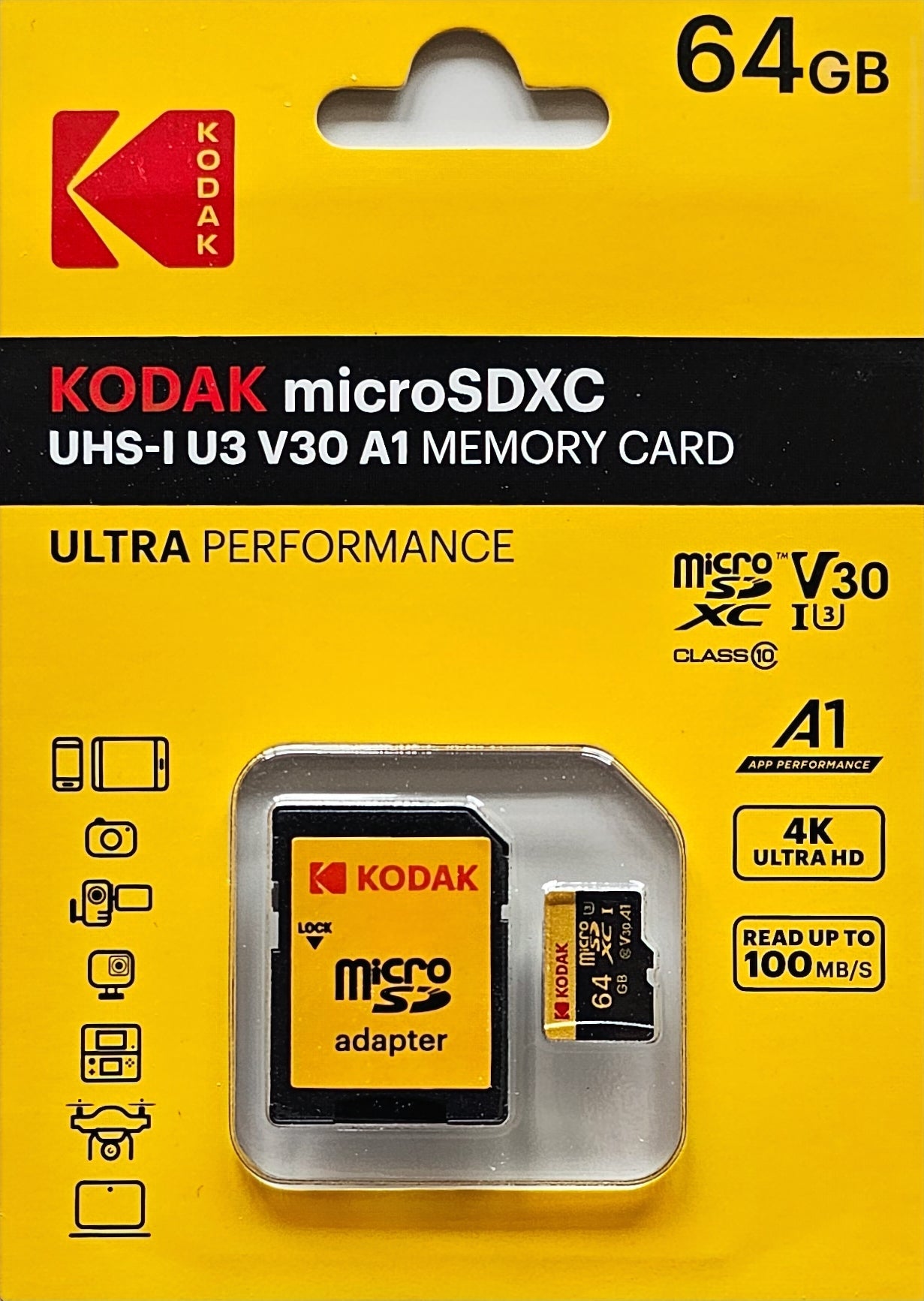 Kodak UHS-I U3 V30 A1  Ultra Performance 4K Full HD Micro SD Cards