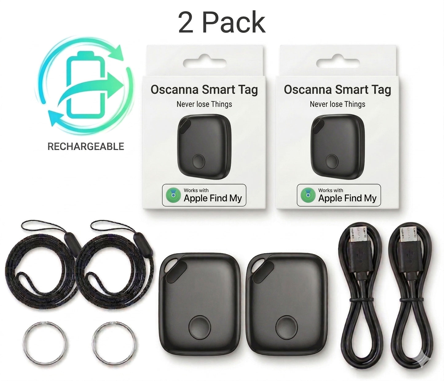 Oscanna Rechargeable Smart tag for use with Apple findmy