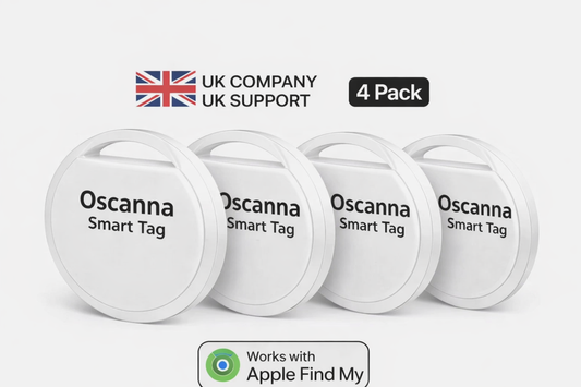 4Pack Oscanna MFI Certified Tracker Tags White works with Findmy