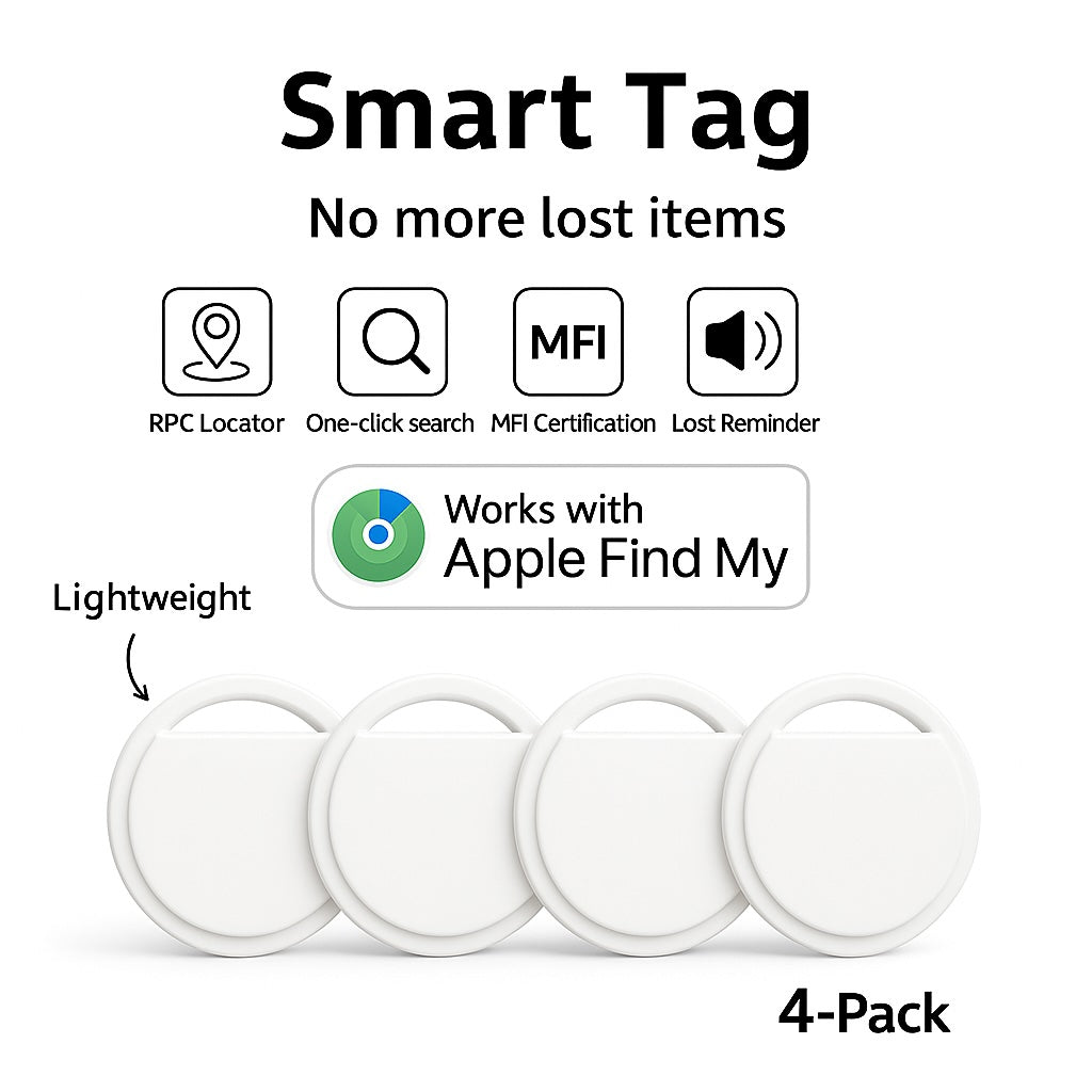 4Pack Oscanna MFI Certified Tracker Tags White works with Findmy