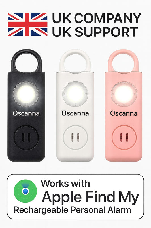 Portable USB-C Rechargeable Personal Alarm with 130dB Siren & Strobe Light – Apple Find My Compatible Safety Keychain for Women, Students & Seniors