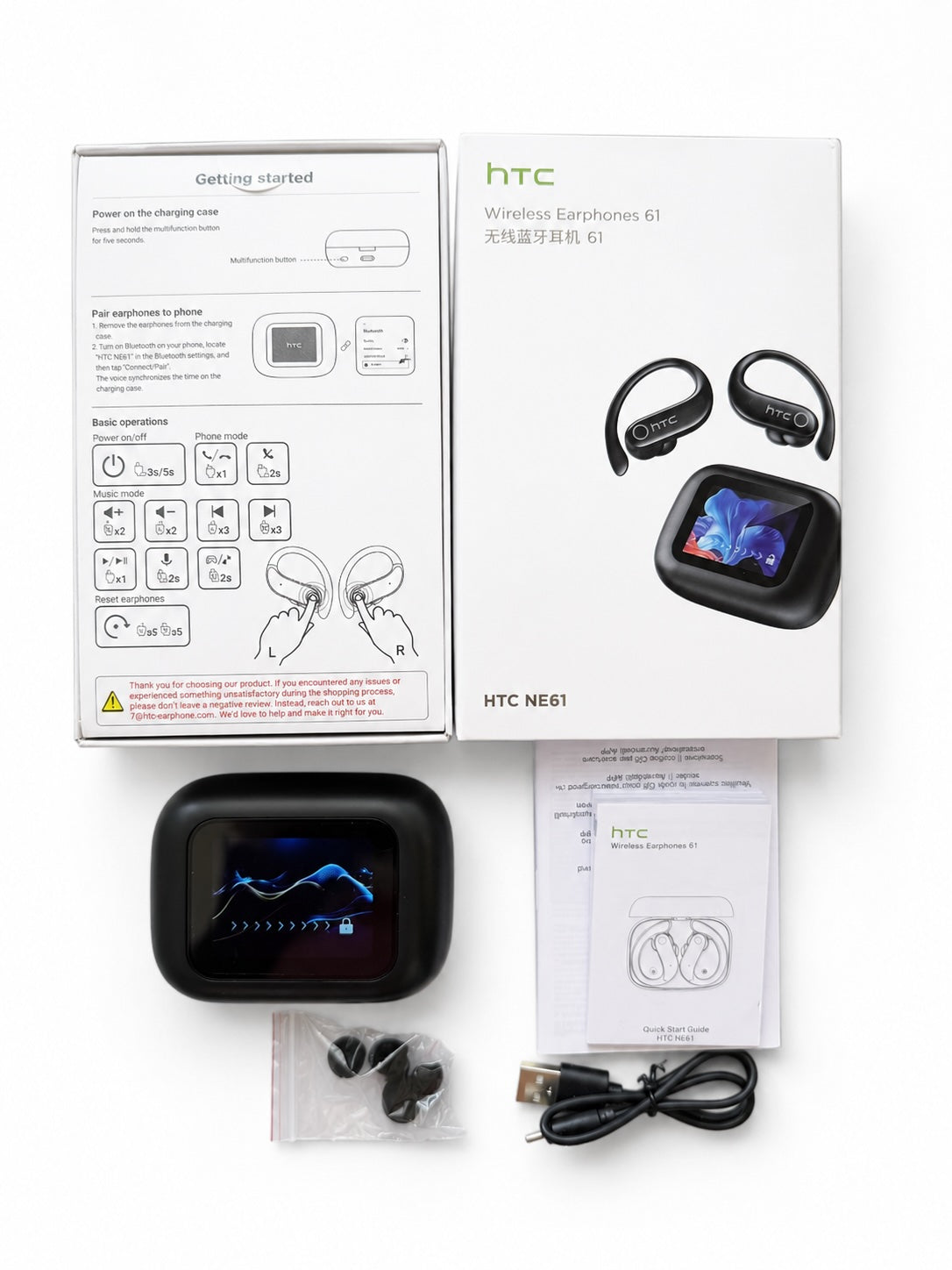 HTC NE61 AI Translator Wireless Earbuds Bluetooth Sports Earphones Heart Rate Monitor
