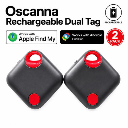 Oscanna USB-C Rechargeable Smart Tag – Works with Apple Find My & Google Find Hub