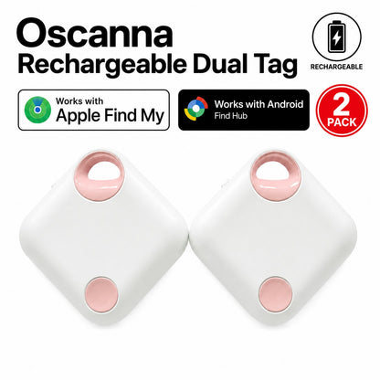 Oscanna USB-C Rechargeable Smart Tag – Works with Apple Find My & Google Find Hub