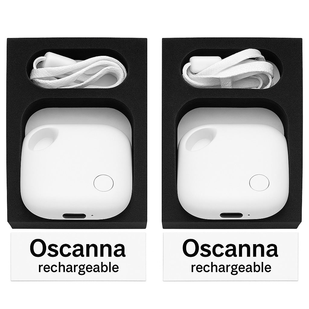 2-Pack Oscanna Rechargeable Tracker Tag using Google Find My Device ( ANDROID ONLY)