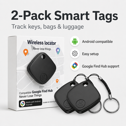 Android Tracker Tags 2-Pack or 4-Pack – Works with Google Find Hub