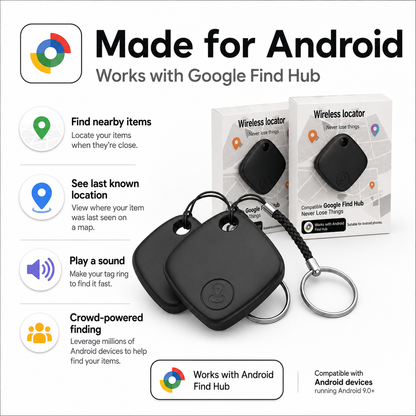 Android Tracker Tags 2-Pack or 4-Pack – Works with Google Find Hub
