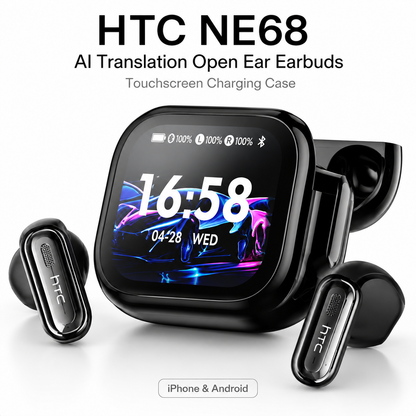 HTC NE68 AI Translation Wireless Earbuds – HD Touch Screen Bluetooth 6.0 Earphones