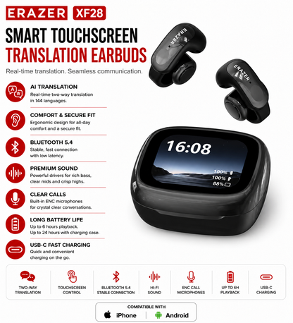 Erazer XF28 AI Translation Bluetooth Earbuds