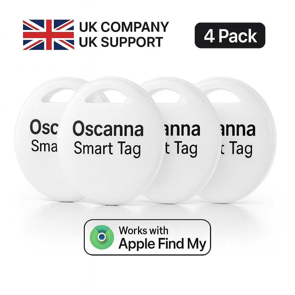 4Pack Oscanna MFI Certified Tracker Tags White works with Findmy