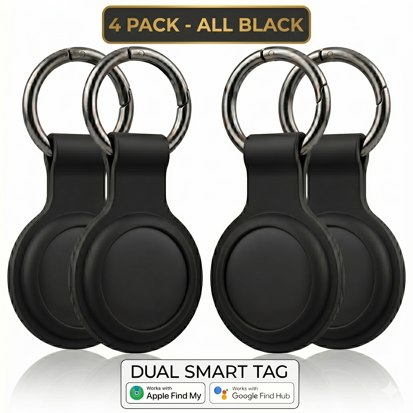 4 Pack Smart Tags – Works with Apple Find My & Android Find Device
