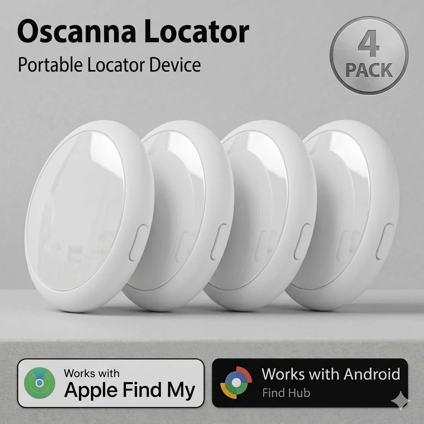 4 Pack Smart Tags – Works with Apple Find My & Android Find Device
