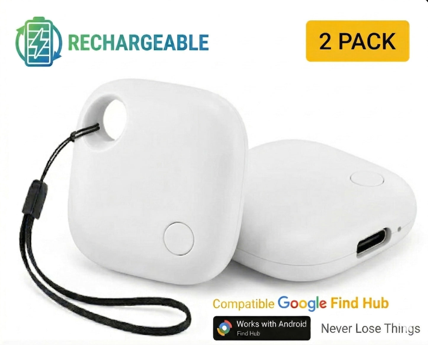 Rechargeable ANDROID Tracker Tag works with Google Find Hub( airtag alternative)