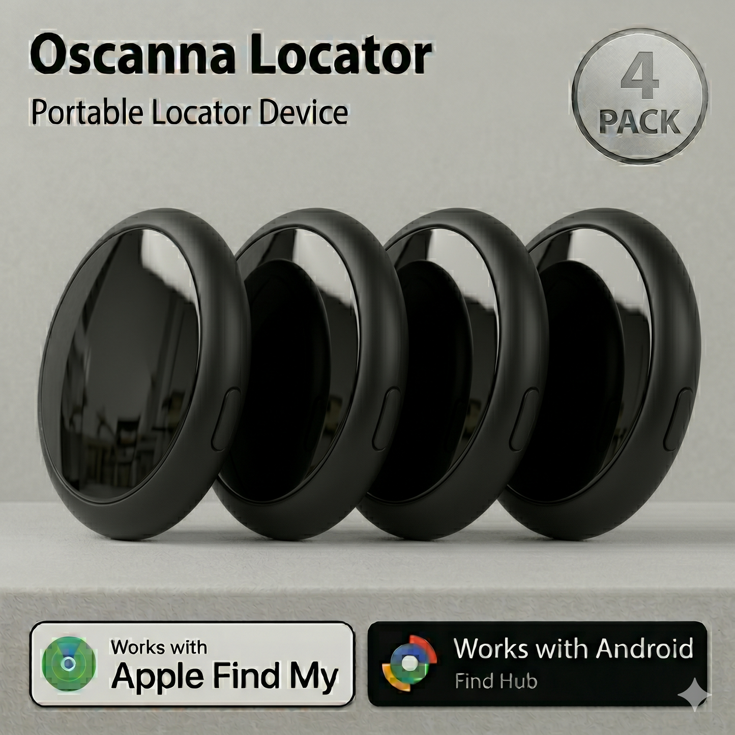 4 Pack Smart Tags – Works with Apple Find My & Android Find Device