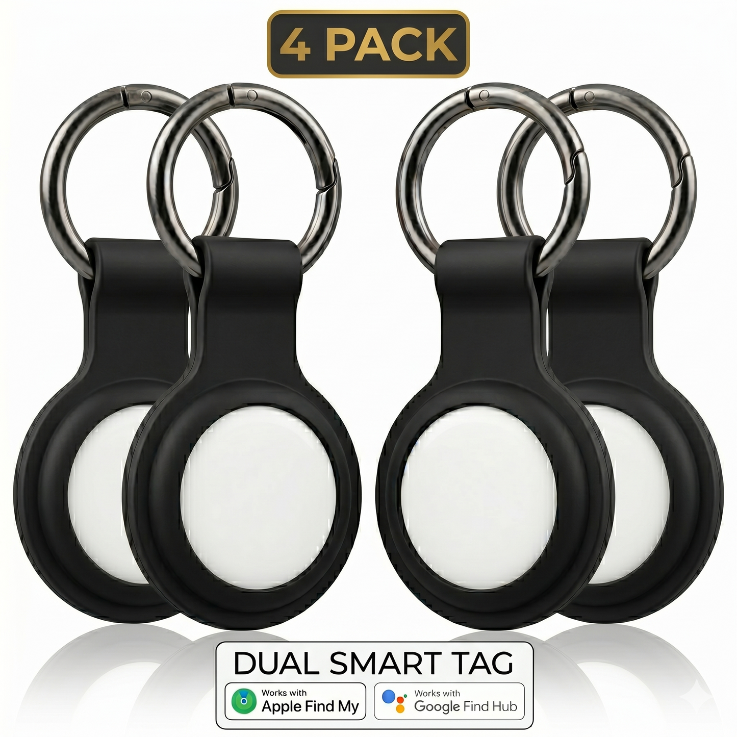4 Pack Smart Tags – Works with Apple Find My & Android Find Device