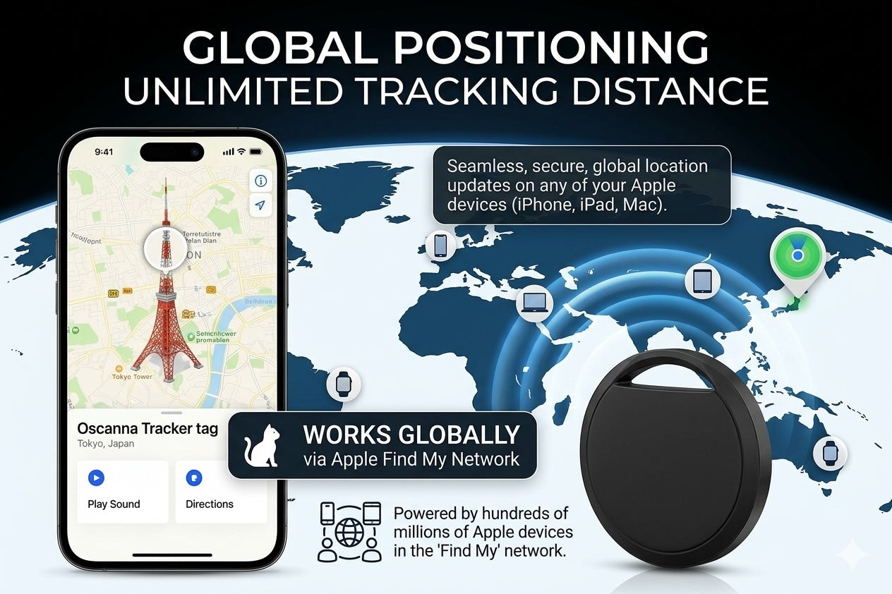 4Pack Oscanna MFI Certified Tracker Tag Black works with Findmy