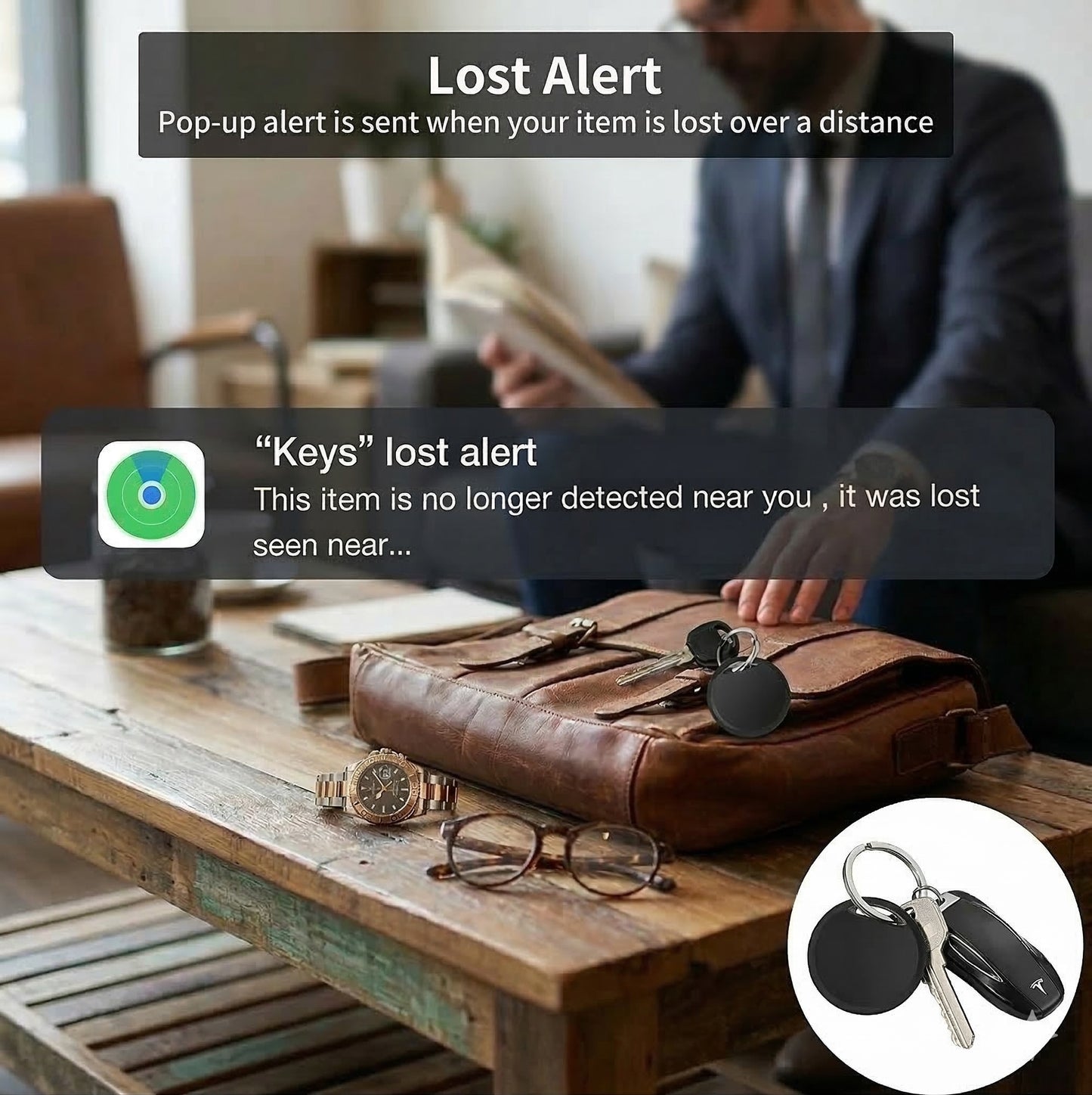 4Pack Oscanna MFI Certified Tracker Tag Black works with Findmy