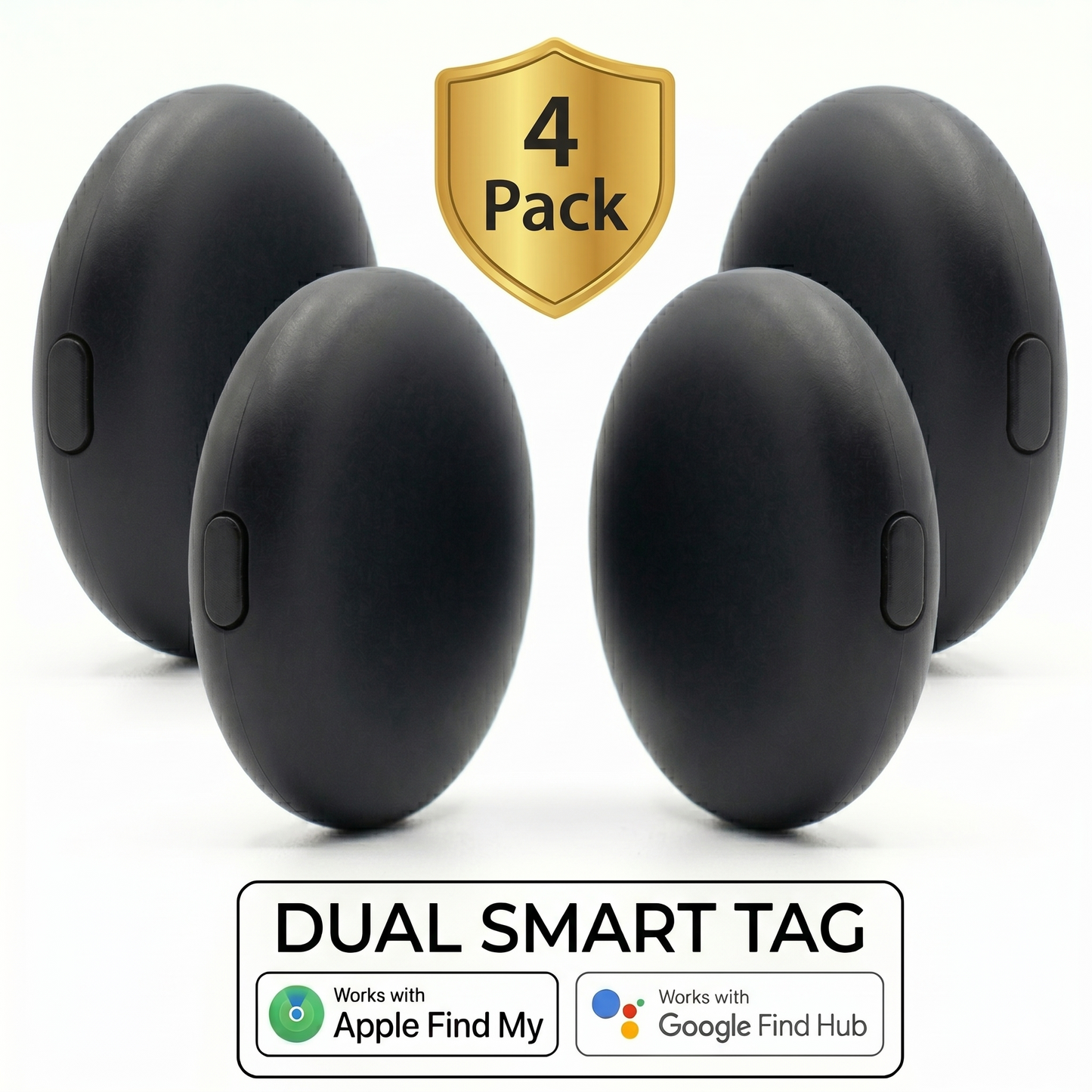 4 Pack Smart Tags – Works with Apple Find My & Android Find Device