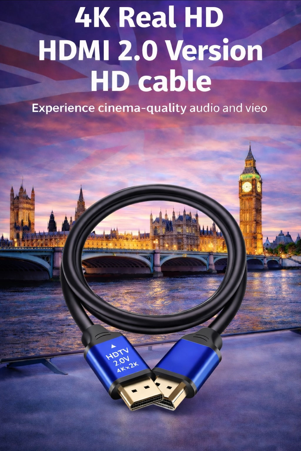 4K HDMI 2.0 Cable Ultra HD 60Hz Gold Plated Lead PS4 Xbox TV Projector