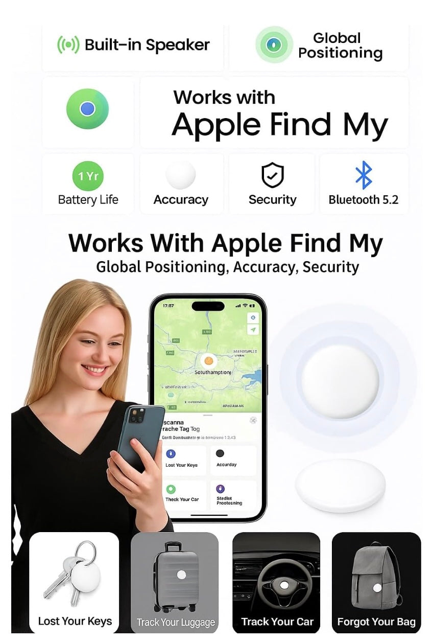 4 Pack Oscanna 2025 Smart GPS Air tracker Tag compatible with Apple Findmy