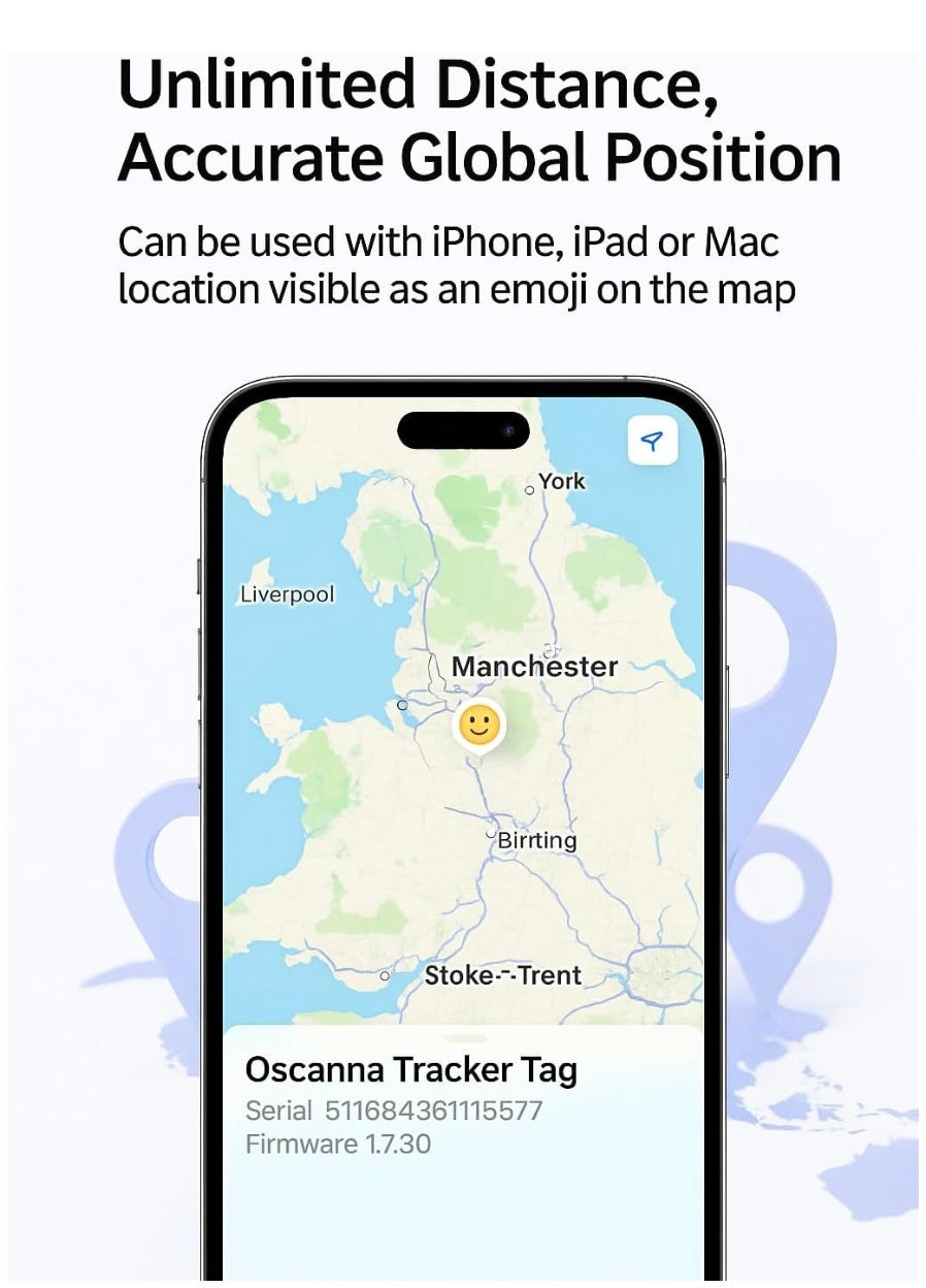 4 Pack Oscanna 2025 Smart GPS Air tracker Tag compatible with Apple Findmy