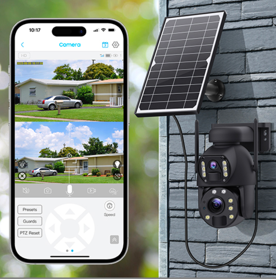 Rugged Ultra HD Solar Power 4G Surveillance Security Camera with 20X Optical Zoom & Black Metal Case