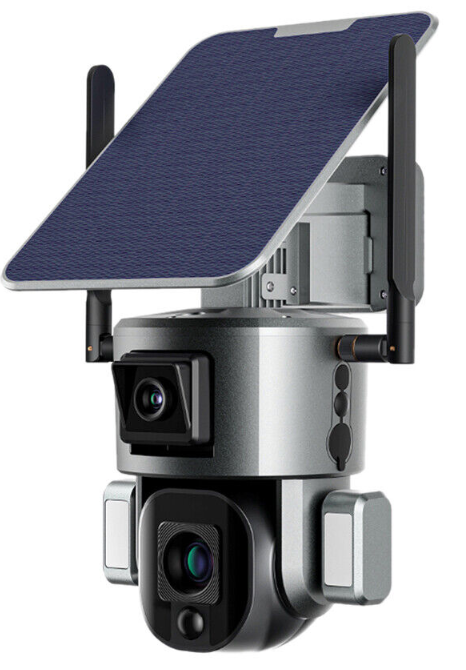 Auto Human Tracking GSM Alarm 4K Dual Lens 10X Optical Zoom 8mp Outdoor 4G Solar Powered Battery Floodlight PTZ Camera