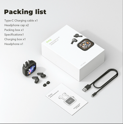 HTC NE40 AI Translation Wireless Earbuds Bluetooth 6.0 Earphones LED Display, High Fidelity Waterproof Wireless Earphones, TWS Touch Control Earbuds