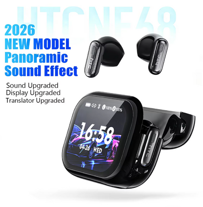 HTC NE68 AI Translation Wireless Earbuds – HD Touch Screen Bluetooth 6.0 Earphones