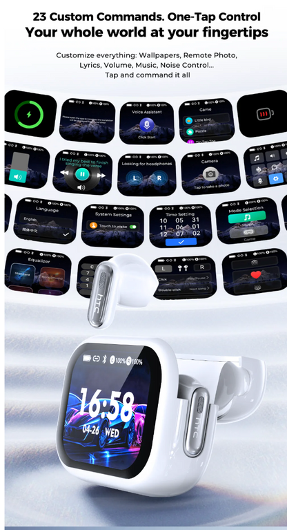 HTC NE68 AI Translation Wireless Earbuds – HD Touch Screen Bluetooth 6.0 Earphones