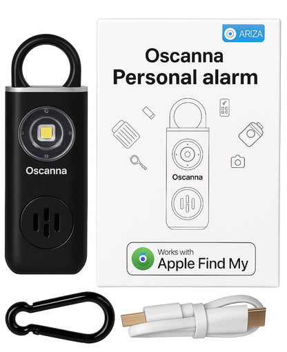 Oscanna Personal Alarm Keychain – 130dB Siren, Strobe & Apple Find My