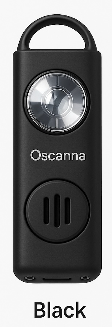 Oscanna Personal Alarm Keychain – 130dB Siren, Strobe & Apple Find My