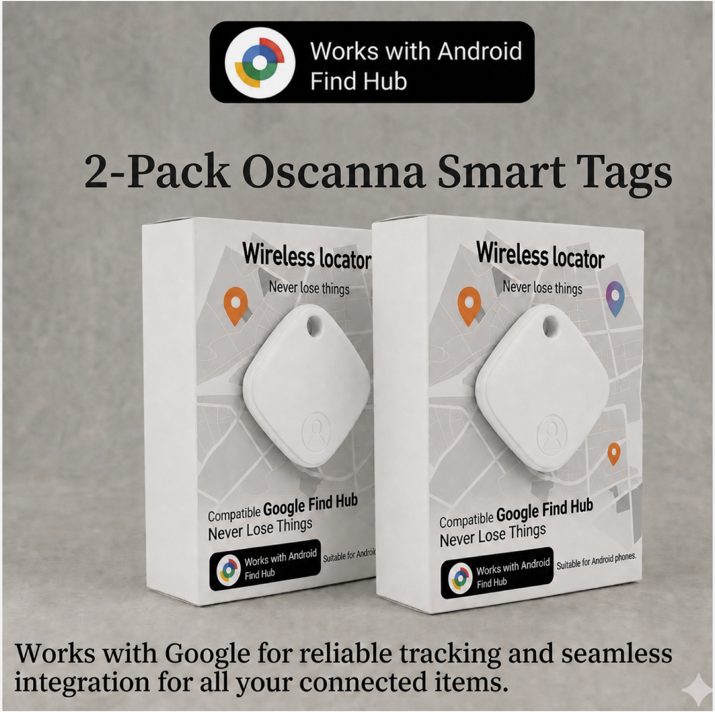 Android Tracker Tags 2-Pack or 4-Pack – Works with Google Find Hub