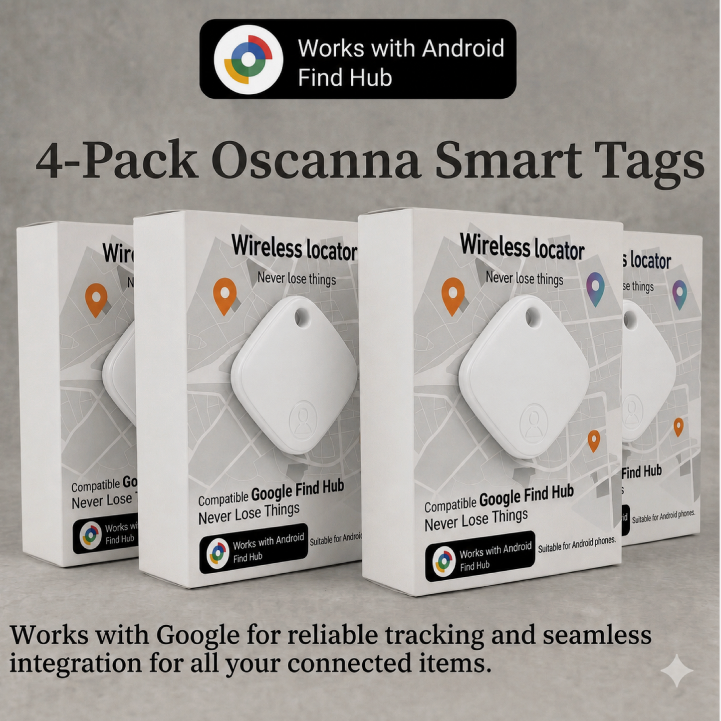 Android Tracker Tags 2-Pack or 4-Pack – Works with Google Find Hub
