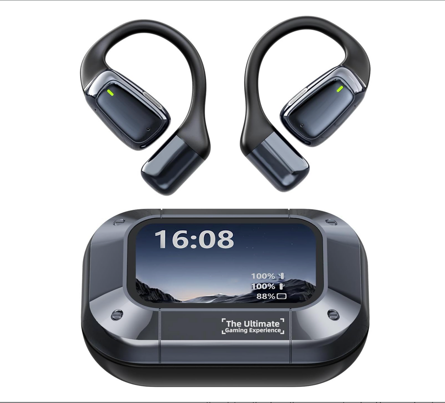 HTC NE25 AI Translation Open-Ear Earbuds with Smart Touchscreen Case