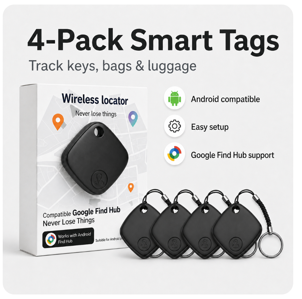 Android Tracker Tags 2-Pack or 4-Pack – Works with Google Find Hub