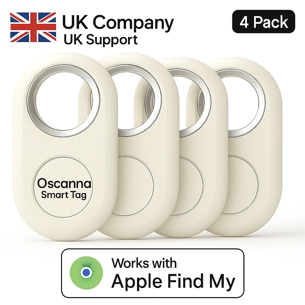 4Pack OSCANNA MFI Certified Tracker Tags Metal Case compatible with Apple Findmy