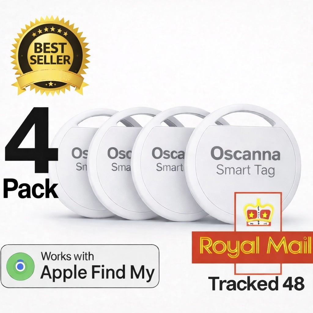 4Pack Oscanna MFI Certified Tracker Tag Black works with Findmy