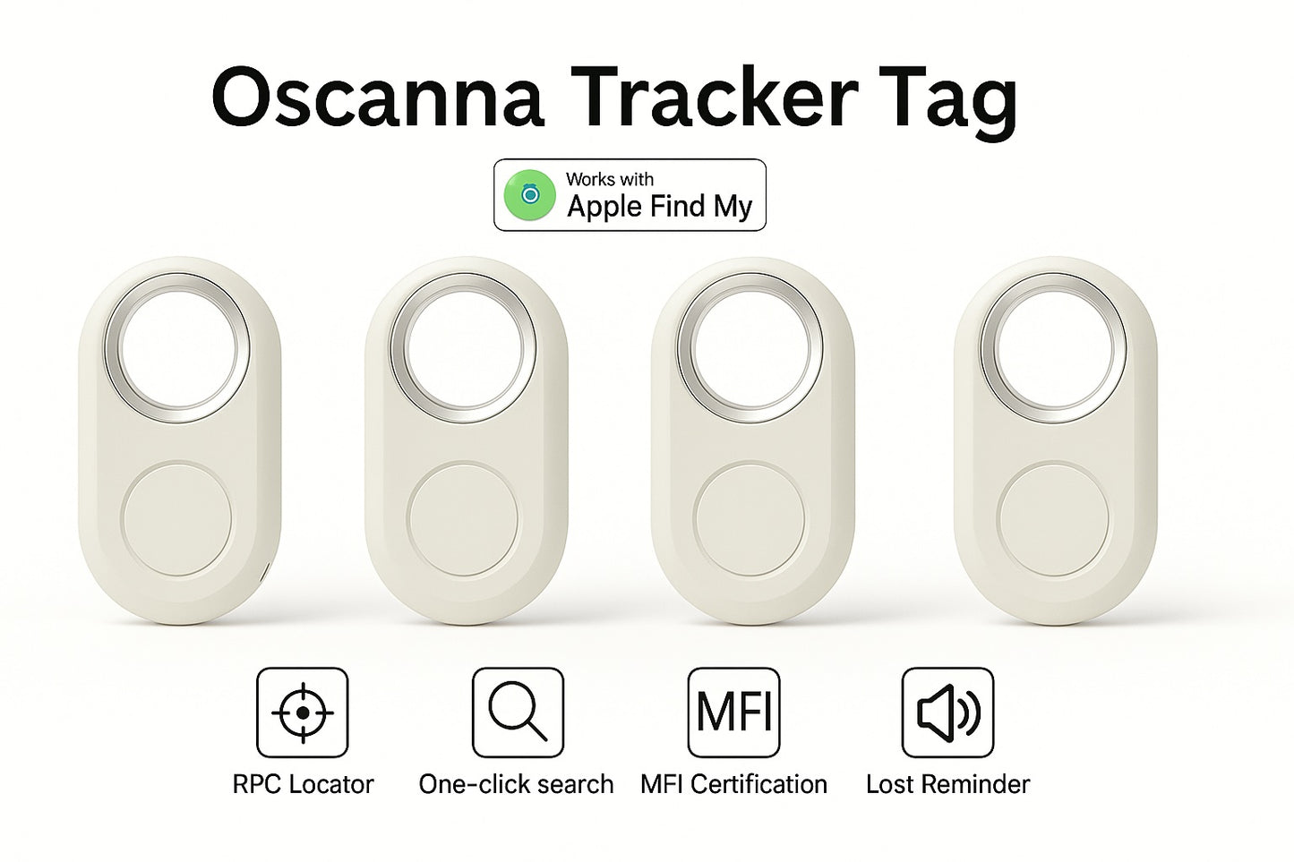 4Pack OSCANNA MFI Certified Tracker Tags Metal Case compatible with Apple Findmy