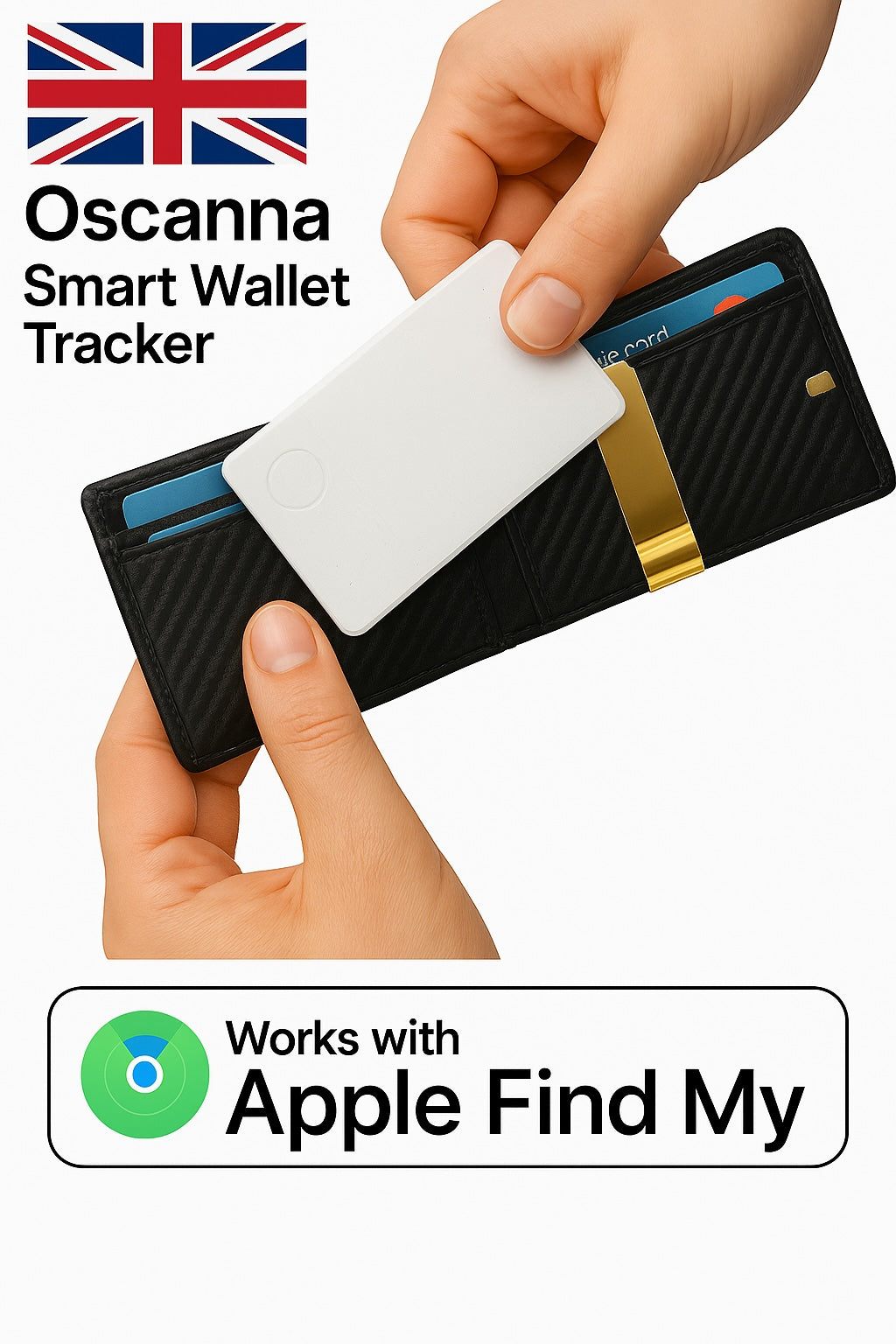 Oscanna Smart Wallet Tracker like airtag uses apple find my(ios only)