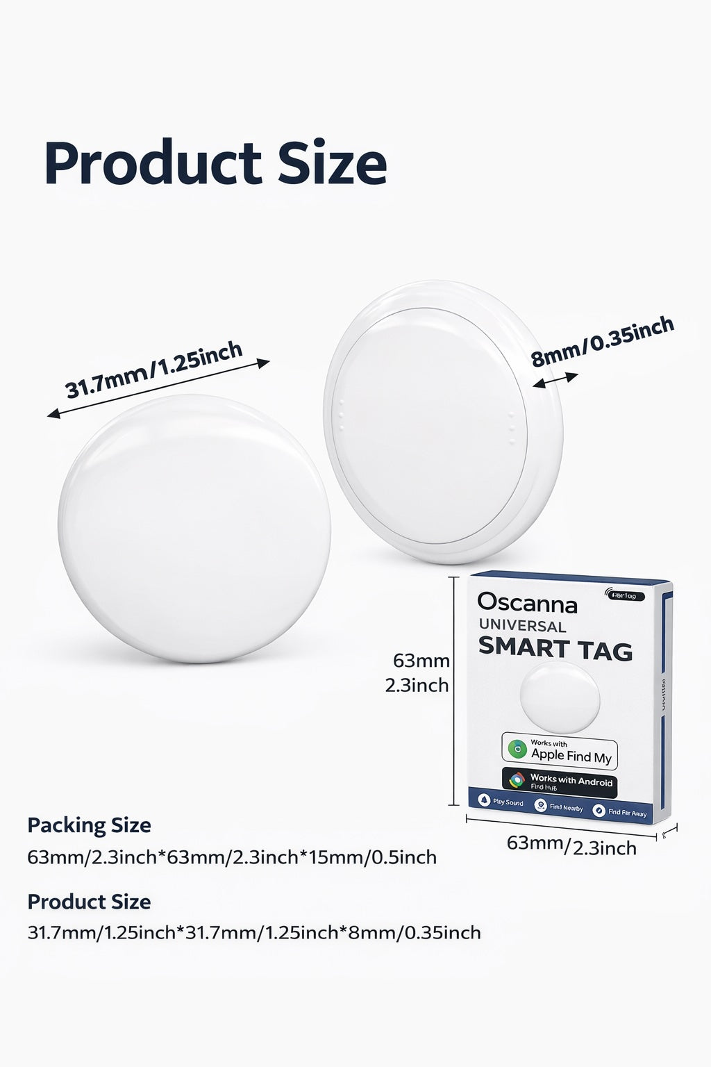 Oscanna Universal Dual Tag works with Apple & Android